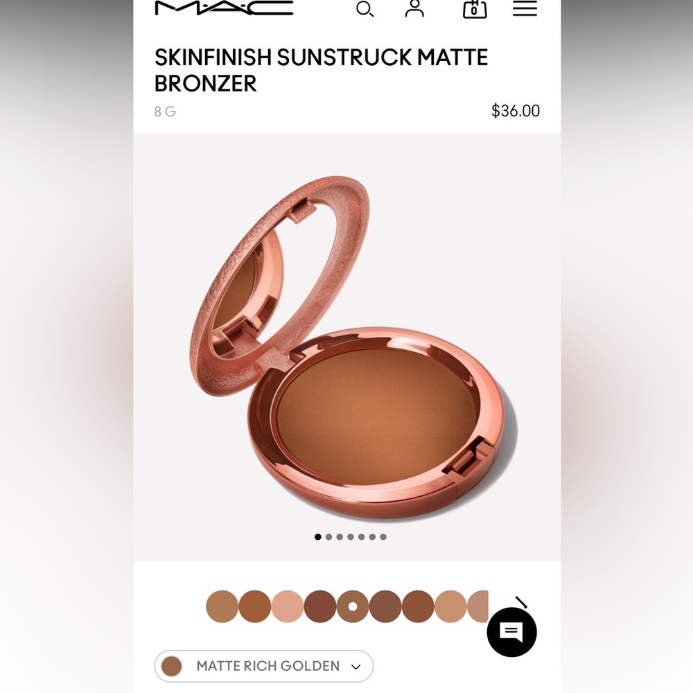 Rich Golden- Sunstruck Matte Bronzer by MAC